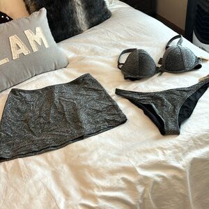 NWT Victoria Secret Shimmer Black Bathing Suit Set